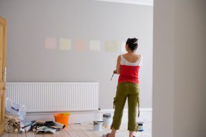 woman choosing a wall color